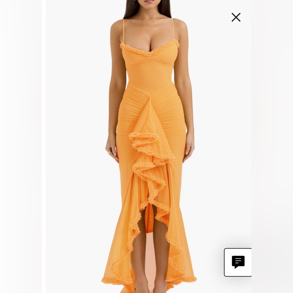 Elegant Orange Ruffled Dress